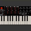 Portable Black Red MIDI Controller Keyboard With Piano Keys Drum Pads And Knobs