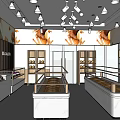 Bright Modern Dessert Shop Interior With Pastry Display Cases And White Counter