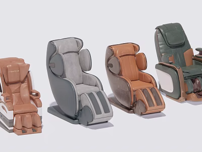 Modern Massage Chairs With Brown Gray Orange Green And Ergonomic Design 3d model