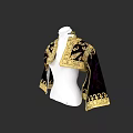 Dark Purple Velvet Cape with Intricate Gold Embroidery and Decorative Collar Design