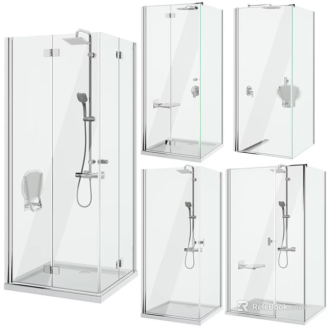 Modern Shower Sauna Design With Glass Enclosure And Chrome Fixtures 3d model 
