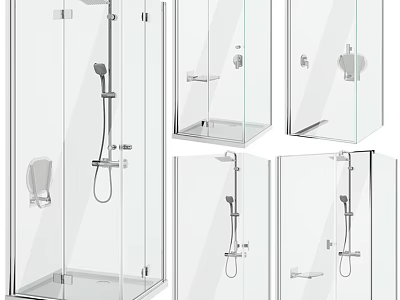 Modern Shower Sauna Design With Glass Enclosure And Chrome Fixtures 3d model
