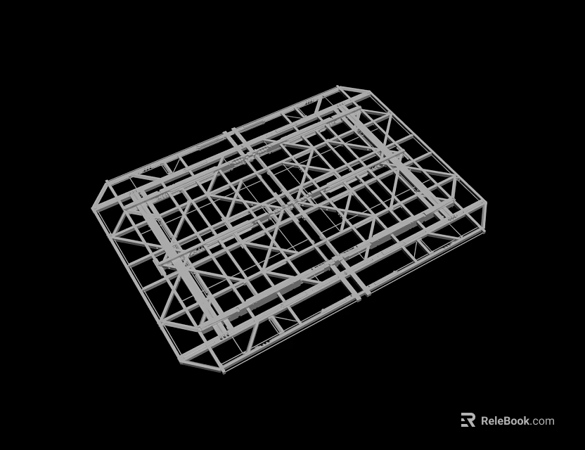 Industrial Metal Frame Structure With Cross Grid Design And Rectangular Structural Framework 3d model 