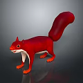 Red Squirrel with Big Tail and White Belly Standing on Gray Background 3d model