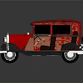 Vintage Red Car With Black Roof Classic Body Design On Reflective Surface