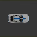 Sleek White And Blue Modern Sports Car With Streamlined Body And Black Wheels