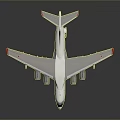 White Military Transport Aircraft 3D Model With Four Engines Red Markings And Gray Background
