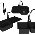Various Kitchen Sinks With Single Double Bowl Designs And Modern Faucets For Kitchen 3d model