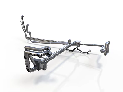 Industrial Metal Equipment Structure With Bracket And Pipe Components 3d model