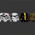 Multiple Stormtrooper Helmets With Various Designs And Colors Arranged In Circle On Dark Background