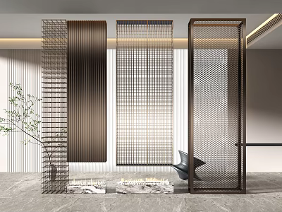 Modern Metal Partition Screens With Geometric Patterns For Interior Decor 3d model