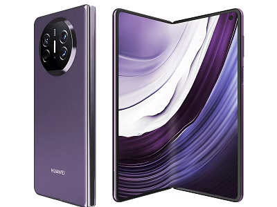 Huawei Foldable Smartphone With Foldable Display Multiple Cameras And Purple Finish 3d model