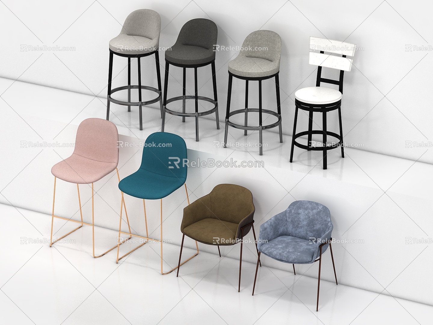 Bar Chair Bar Chair Simple Bar Chair Nordic Bar Chair Bar Chair Combination 3d model