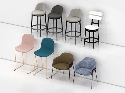 Bar Chair Bar Chair Simple Bar Chair Nordic Bar Chair Bar Chair Combination 3d model