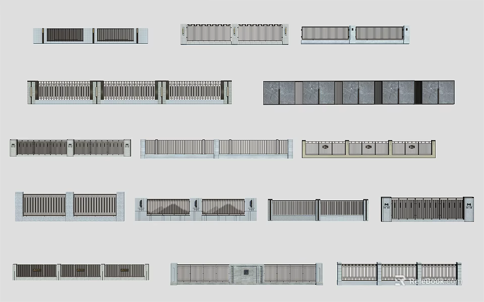 Modern Building Exterior Wall Design With Various Panel Styles And Decorative Patterns 3d model