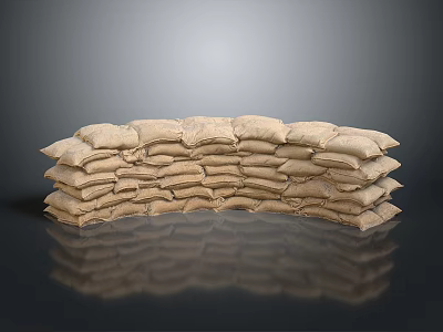 Household Sandbags Stacked in Curved Shape with Natural Hessian Material for Home Use 3d model