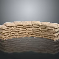 Household Sandbags Stacked in Curved Shape with Natural Hessian Material for Home Use