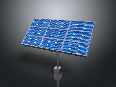Solar Powered Laptop Charger Panel With Blue Solar Cells And Metal Stand 3d model