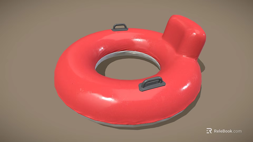 Red Round Furniture With Black Handles And Side Protrusion Feature 3d model 