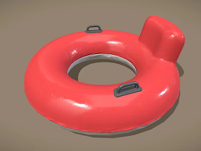 Red Round Furniture With Black Handles And Side Protrusion Feature 3d model