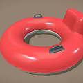 Red Round Furniture With Black Handles And Side Protrusion Feature