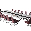 Modern Conference Table and Chair Office Chair Long Conference Table 3d model