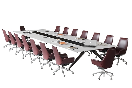 Modern Conference Table and Chair Office Chair Long Conference Table 3d model