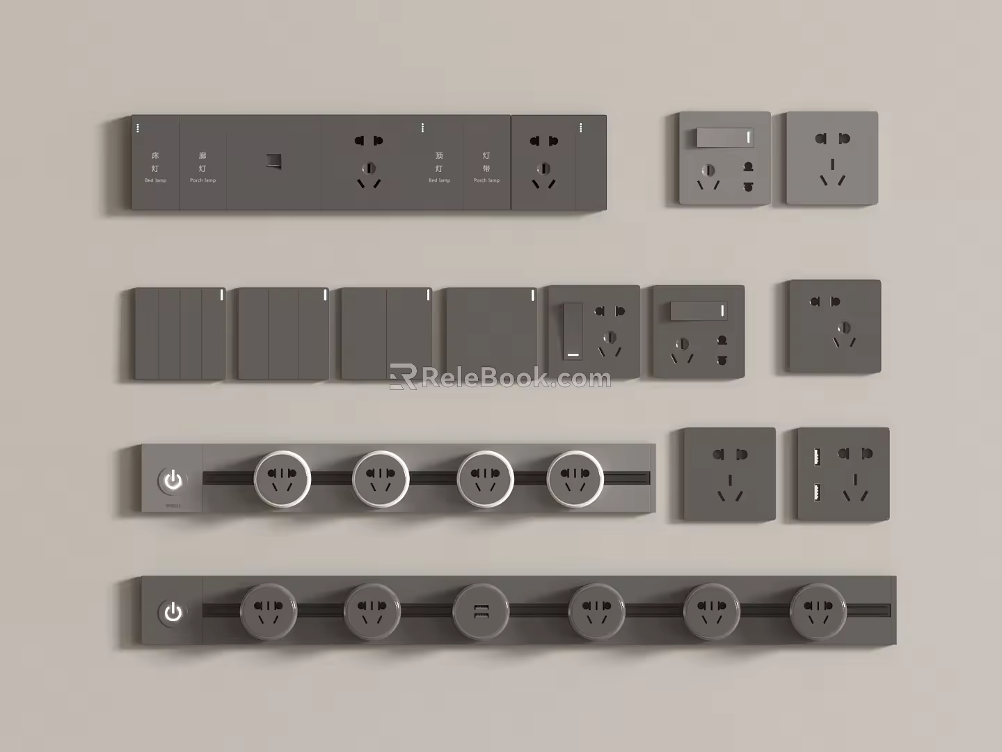 Modern socket switch socket rail socket smart switch removable 3d model