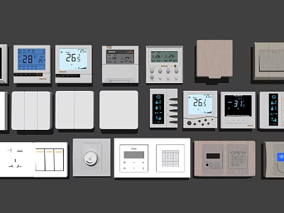 Various Design Modern Home Switch Panels With Digital Temperature Display Function 3d model