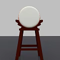 Traditional Red and White Circular Drum with White Drumhead on Wooden Stand
