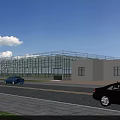 Modern Industrial Factory Building With Large Glass Walls White Exterior And Metal Framework
