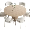 Log Style Dining Table and Chair Combination Modern Dining Table and Chair 3d model