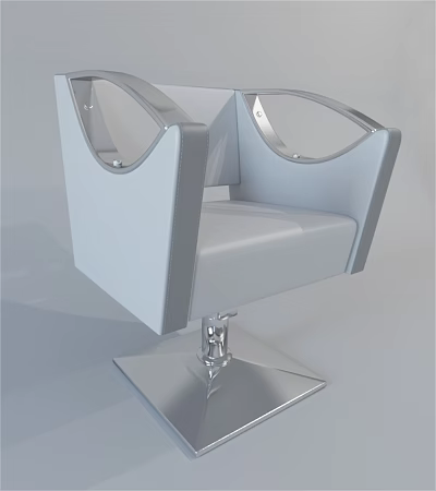 Modern Light Colored Leather Single Sofa With Curved Armrests And Metal Base 3d model