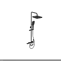 Modern Black Shower Faucet Set With Rainfall Head Handheld Sprayer And Bracket 3d model