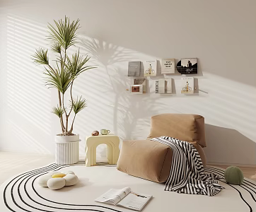 Leisure Chair Lazy Sofa Wall Decoration Potted Plant 3d model
