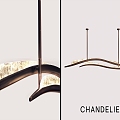 Wave creative shape metal chandelier 3d model