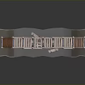 Wooden Bridge Structure With Railings Wooden Planks Support Posts And Decorative Lights