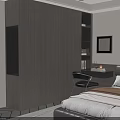 Modern Built in Wooden Wardrobe with Sleek Design in Bedroom Interior