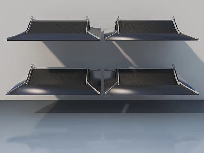 Modern Minimalist Sofa and Coffee Table Set with Black Surface and Silver Metal Frame 3d model