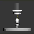 Robotic Arm Precise Movement Operating White Block With Red Button