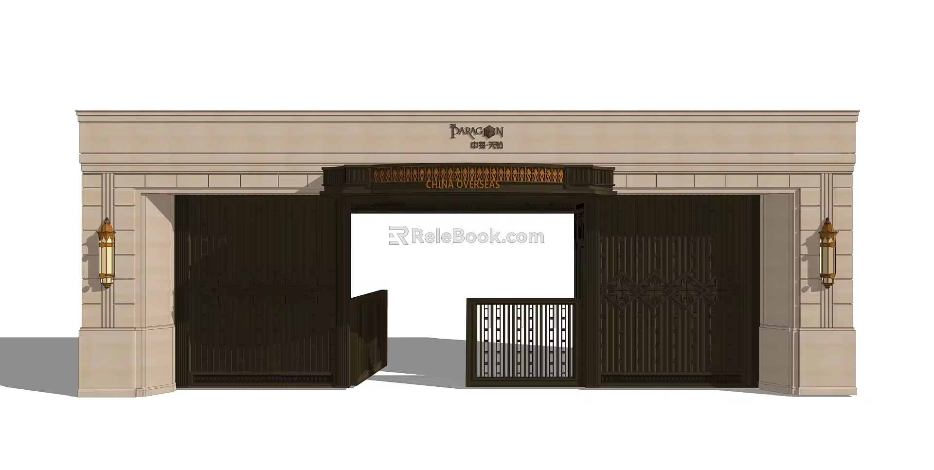 Modern Gate Main Entrance Stone Gate 3d model