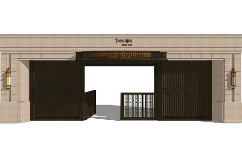 Modern Gate Main Entrance Stone Gate 3d model