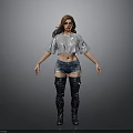 A Woman Wearing White Cropped Top Denim Shorts And Black Thigh High Boots
