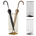 Metal Umbrella Stand Holding Two Umbrellas Variations 3d model