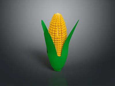 Fresh Natural Ripe Yellow Corn With Green Husks Against Gray Background 3d model