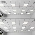 Modern Grid Suspended Ceiling Design With Recessed Lights And Vent Grilles