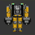 Mechanical Game Movie Character With Yellow Green Armor And Robot Arms Design