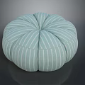 Light Green White Striped Round Pouf With Pleated Design For Home Living