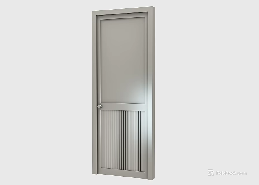 Light Gray Hinged Door With Vertical Slats Panel Modern Sleek Interior Design 3d model 