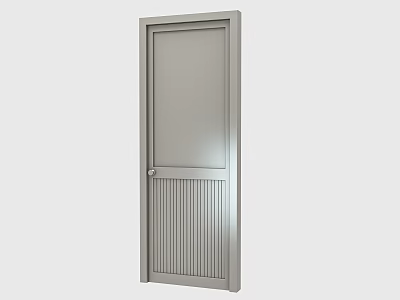 Light Gray Hinged Door With Vertical Slats Panel Modern Sleek Interior Design 3d model
